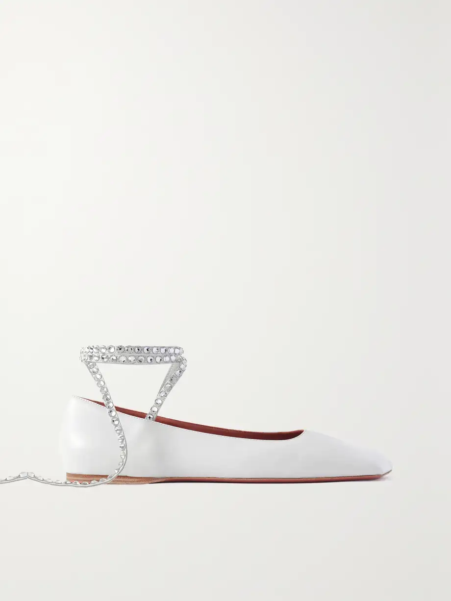 Amina Muaddi - Ane Crystal-embellished Leather Ballet Flats - White Cover