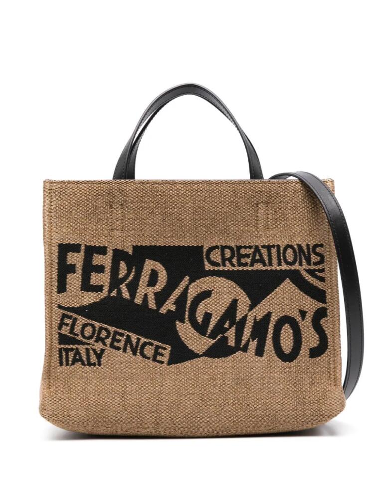 Ferragamo small logo-embroidered tote bag - Neutrals Cover