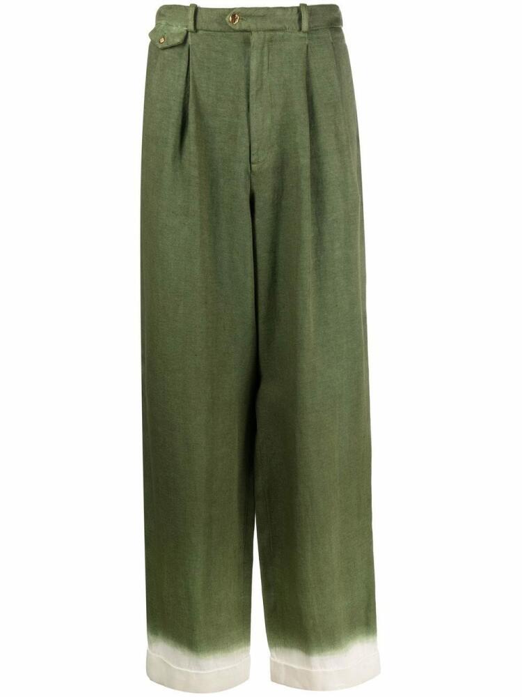 Nick Fouquet wide-leg contrast-cuff trousers - Green Cover