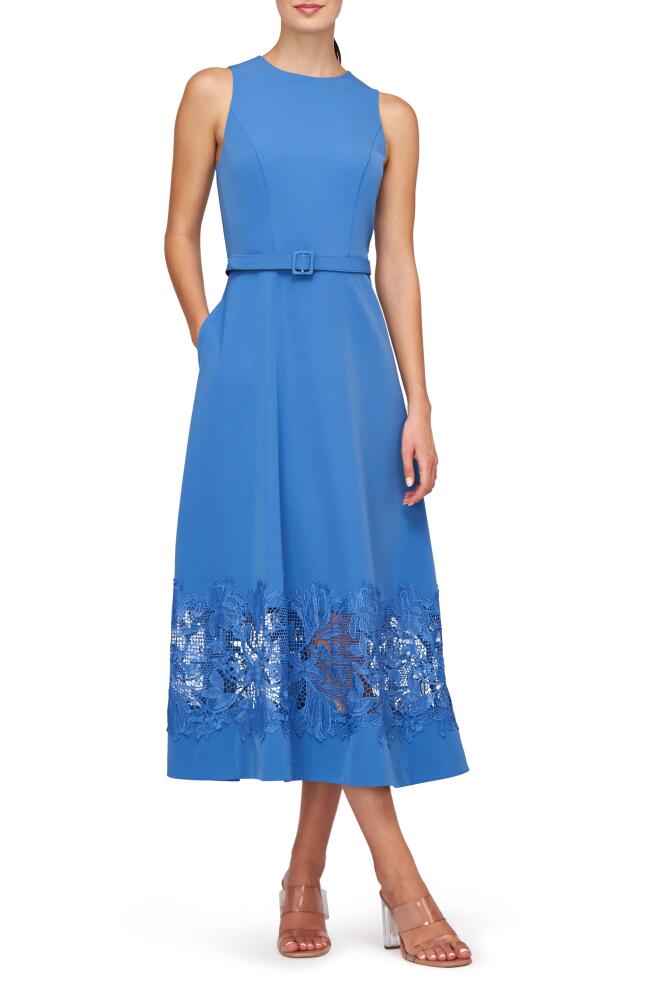 Kay Unger Vivianne Belted Midi Dress in Spring Blue Cover