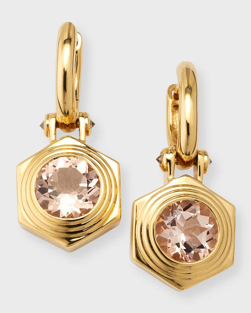 Harwell Godfrey Hexed Drop Morganite and Diamond Huggie Earrings Cover