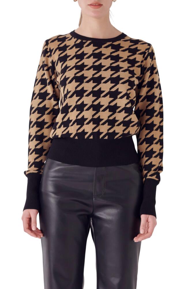 Endless Rose Houndstooth Sweater in Black/Camel Cover