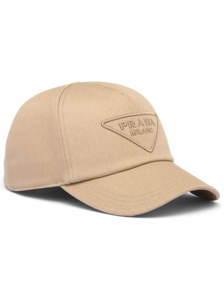 Prada logo-embroidered denim baseball cap - Neutrals Cover