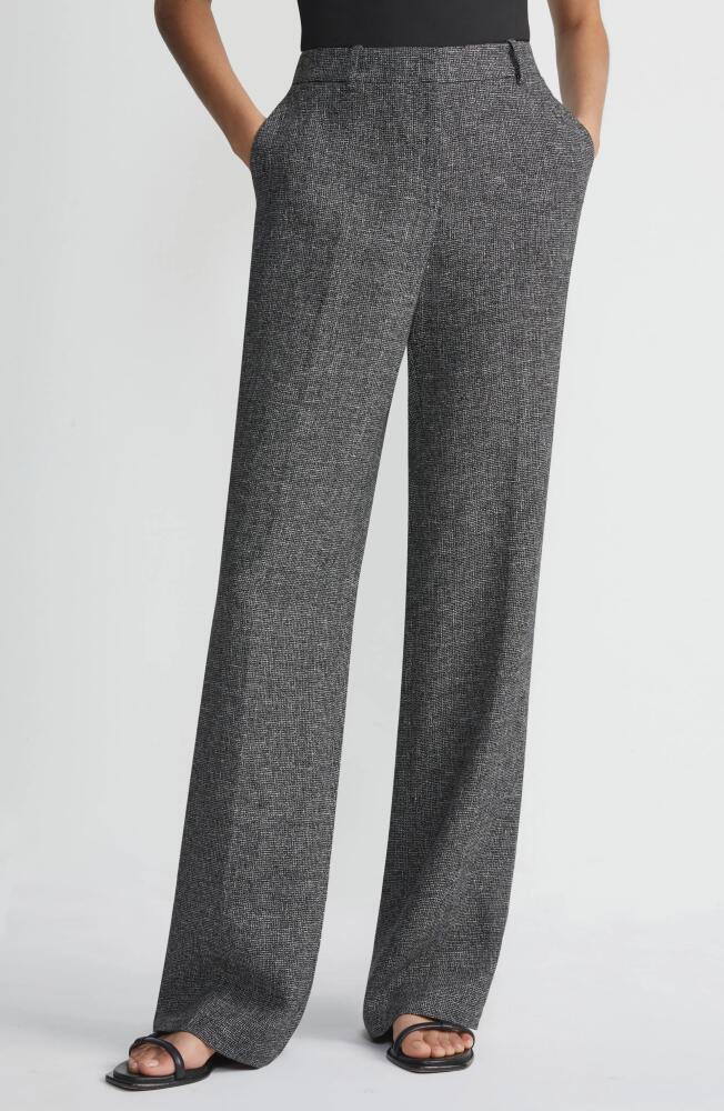 Lafayette 148 New York Gates Basketweave Straight Leg Marled Linen Trousers in Black Multi Cover