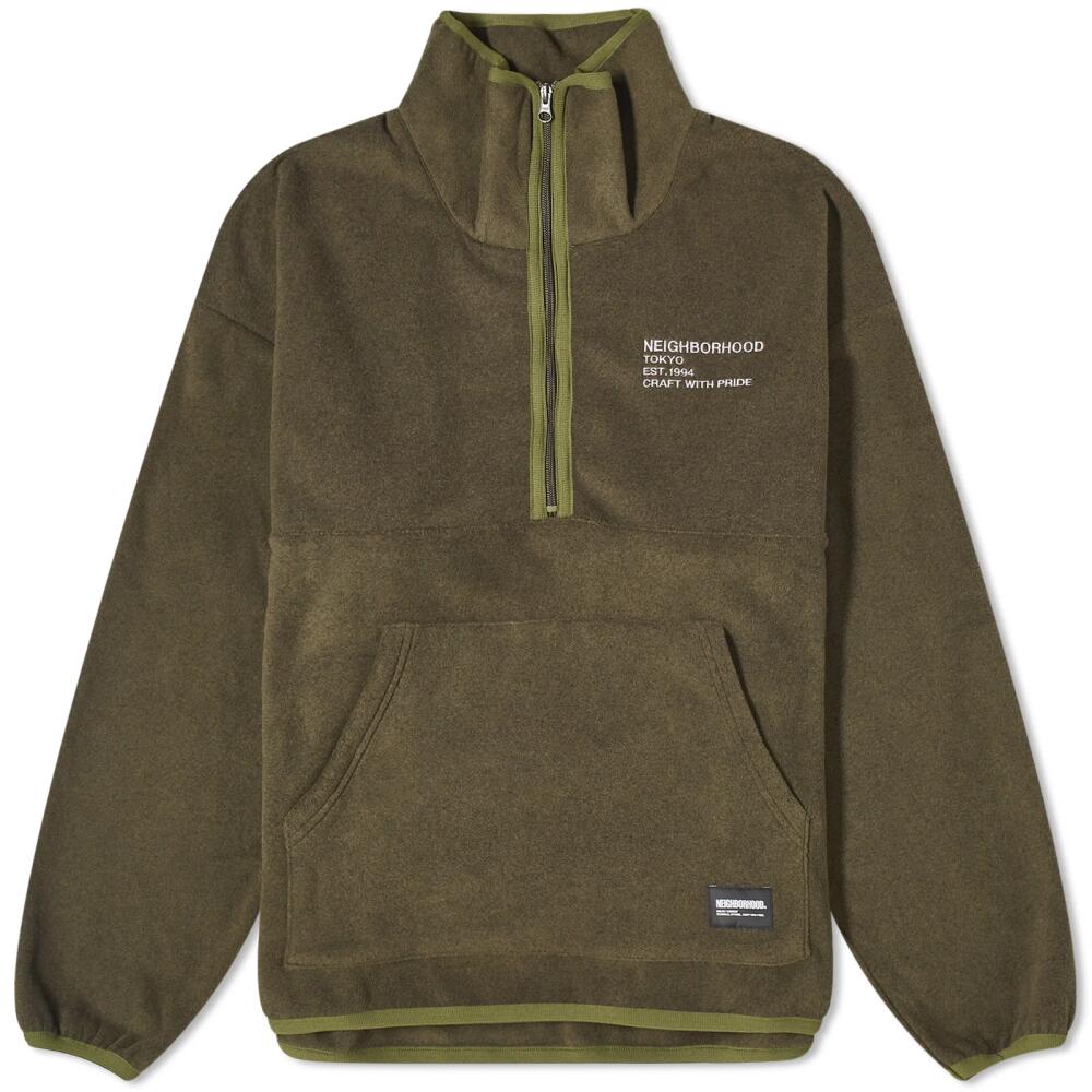 Neighborhood Men's Fleece Half Zip Crew Sweater in Olive Drab Cover