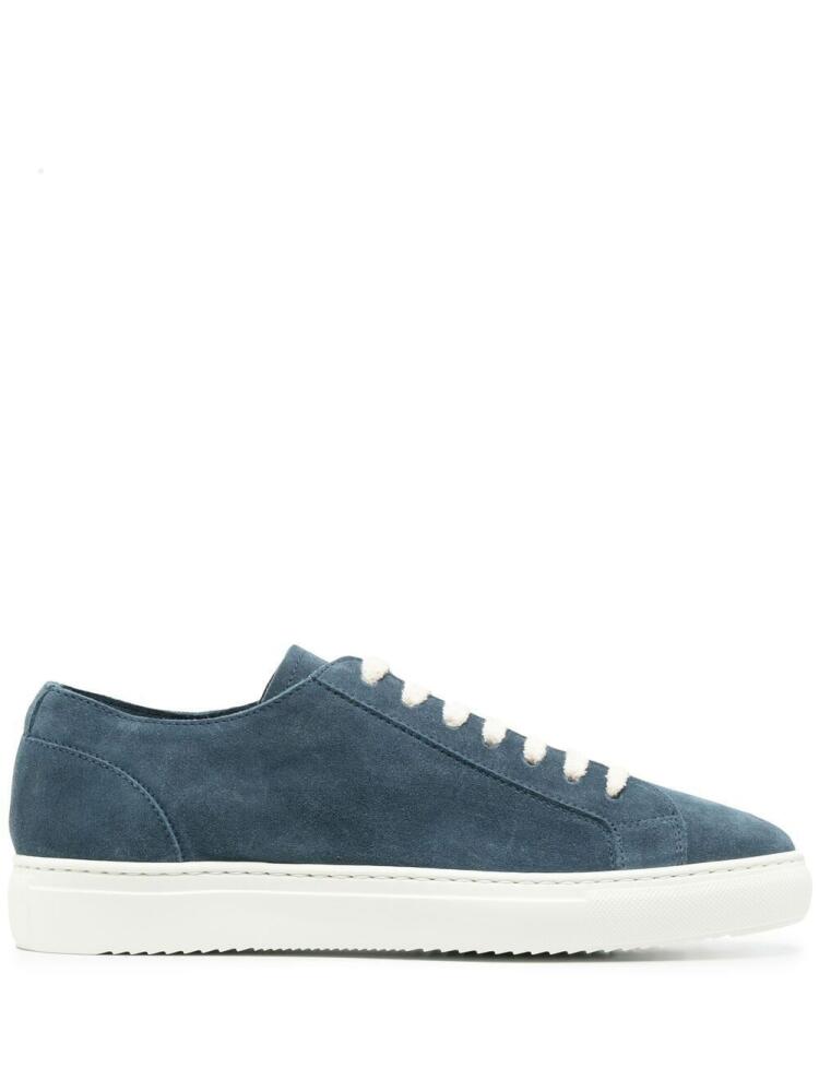 Doucal's two-tone low-top suede sneakers - Blue Cover