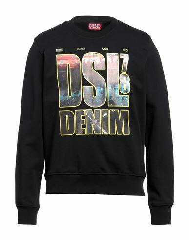 Diesel Man Sweatshirt Black Cotton, Elastane Cover