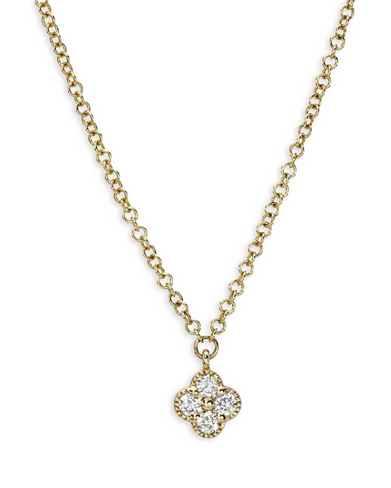 Zoe Lev 14K Yellow Gold Small Diamond Clover Necklace, 16 Cover