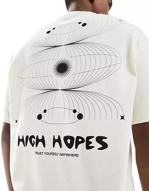 Selected Homme oversized T-shirt with high hopes back print in white Cover