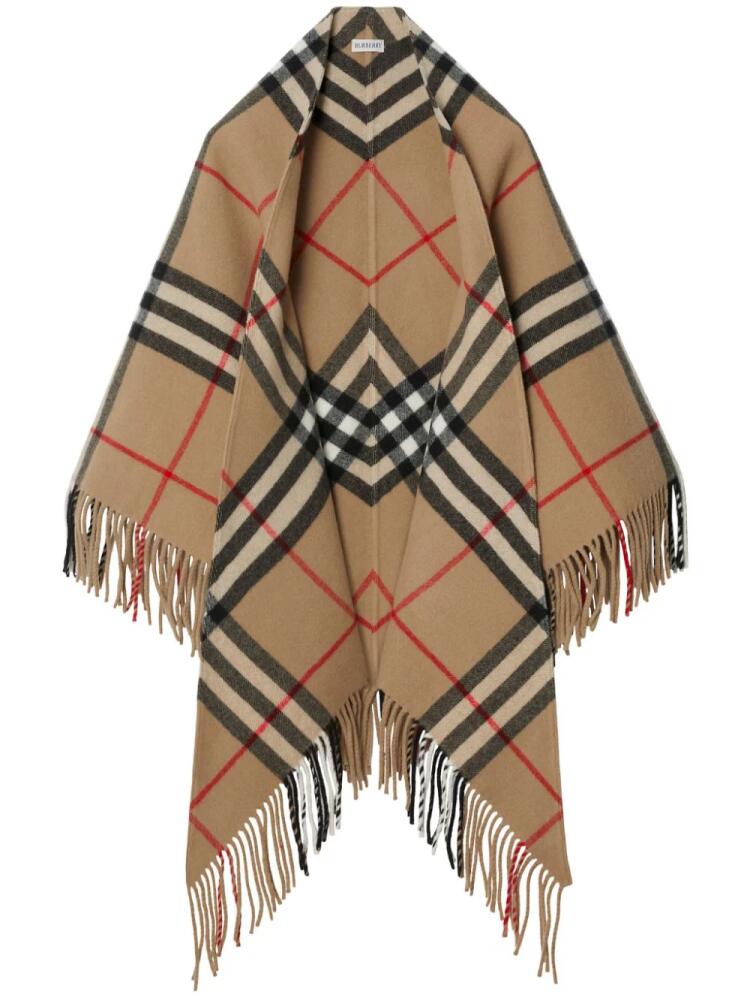 Burberry Vintage Check-pattern wool cape - Neutrals Cover