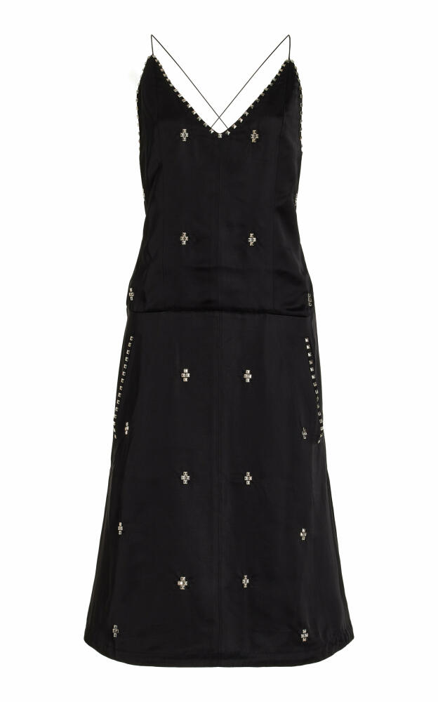 Wales Bonner - Honour Studded Satin Midi Dress - Black Cover