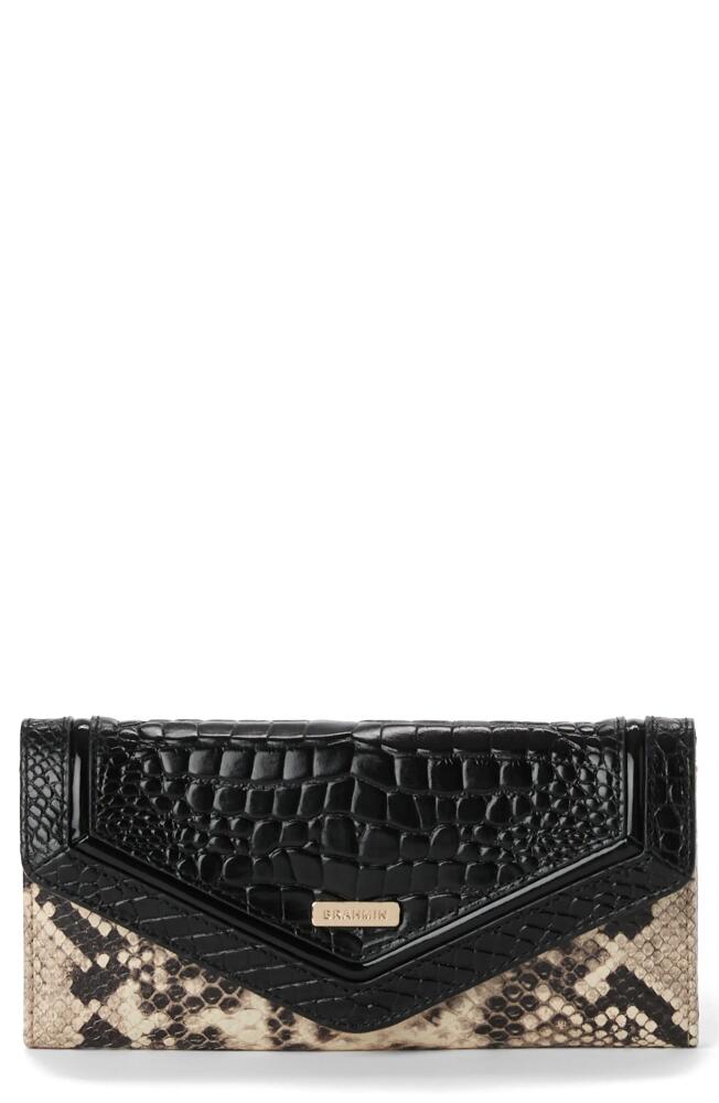 Brahmin Veronica Embossed Leather Wallet in Black/Ivory Multi Cover