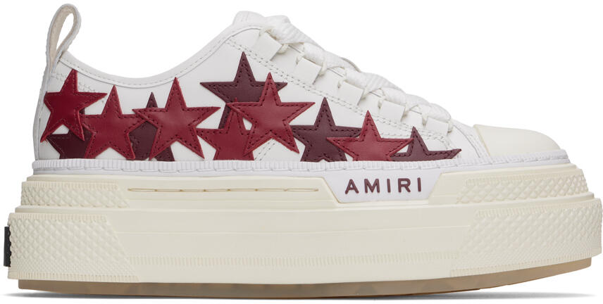 AMIRI White & Burgundy Platform Stars Court Low Sneakers Cover