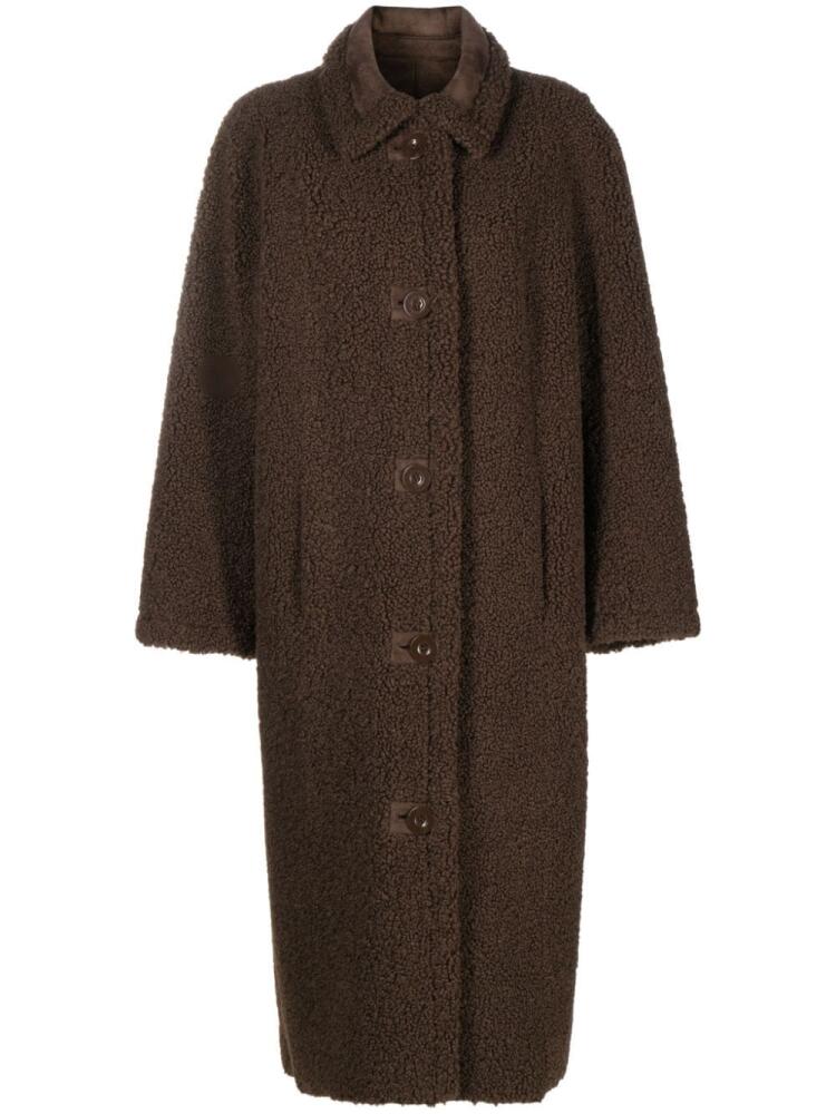 STAND STUDIO straight-point collar faux-shearling coat - Brown Cover