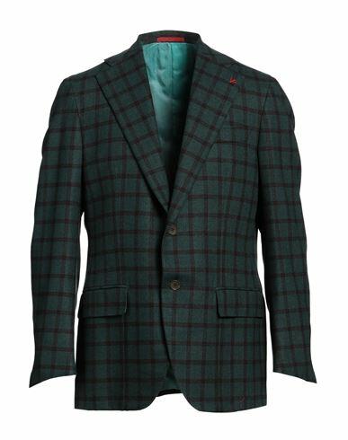 Isaia Man Blazer Green Wool, Cashmere Cover