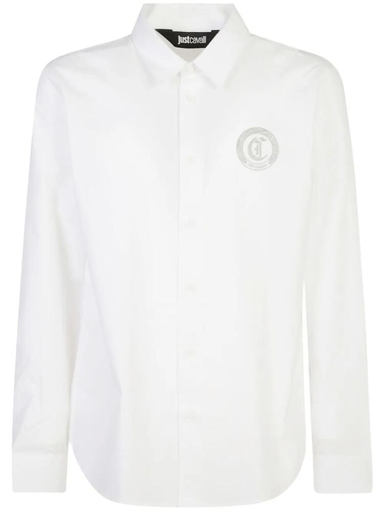 Just Cavalli logo-print cotton shirt - White Cover