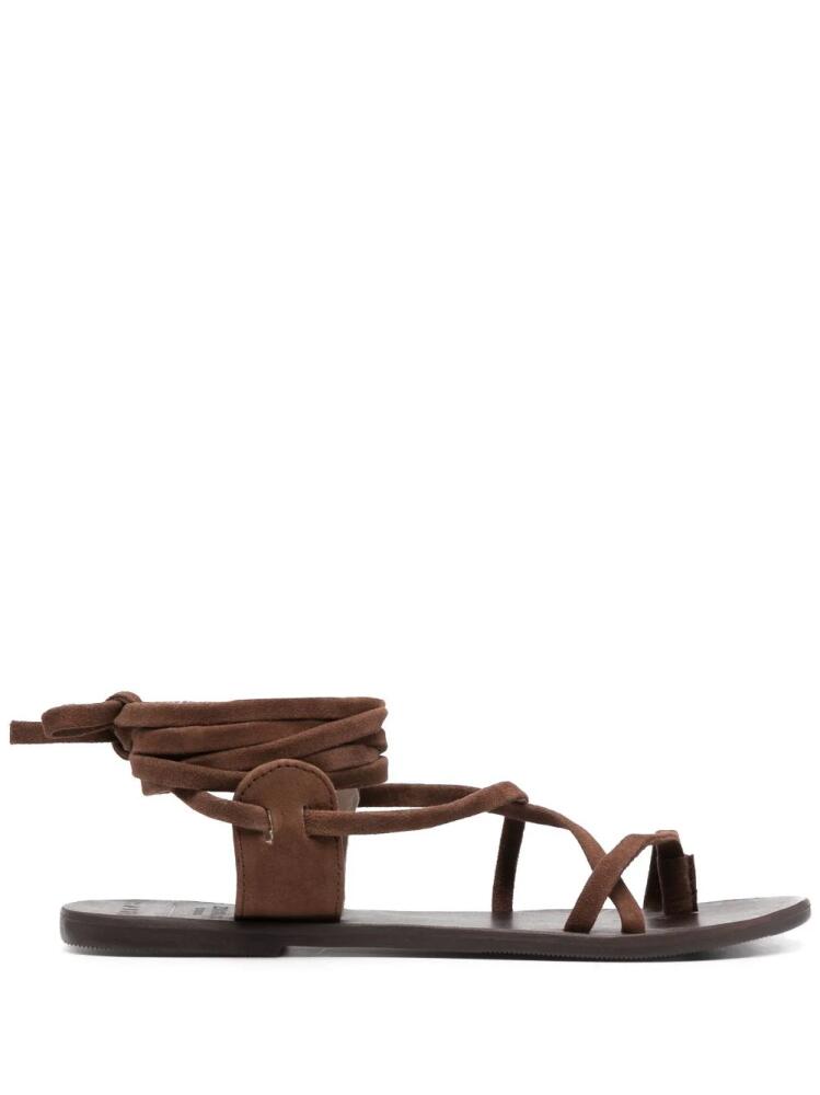 Manebi lace-up suede sandals - Brown Cover