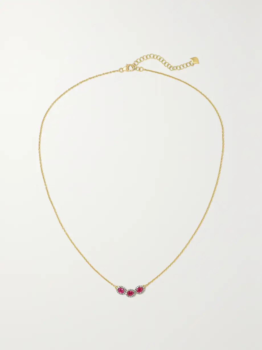 Amrapali London - Rhodium-plated 18-karat Gold, Ruby And Diamond Necklace - One size Cover