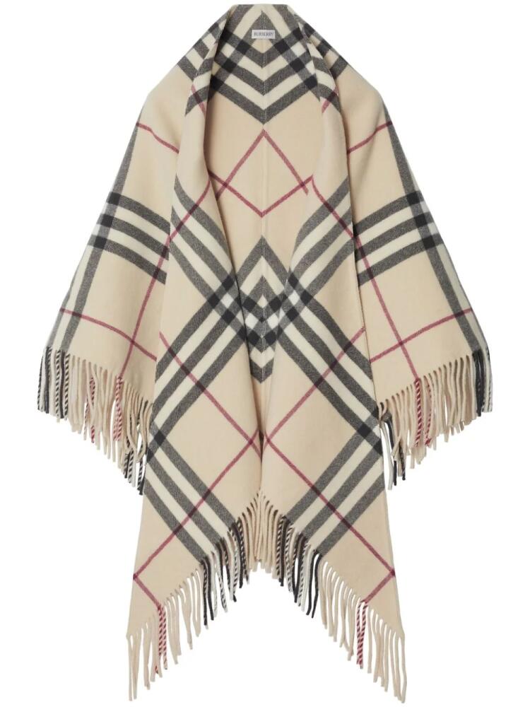 Burberry Vintage-check wool cape - Neutrals Cover