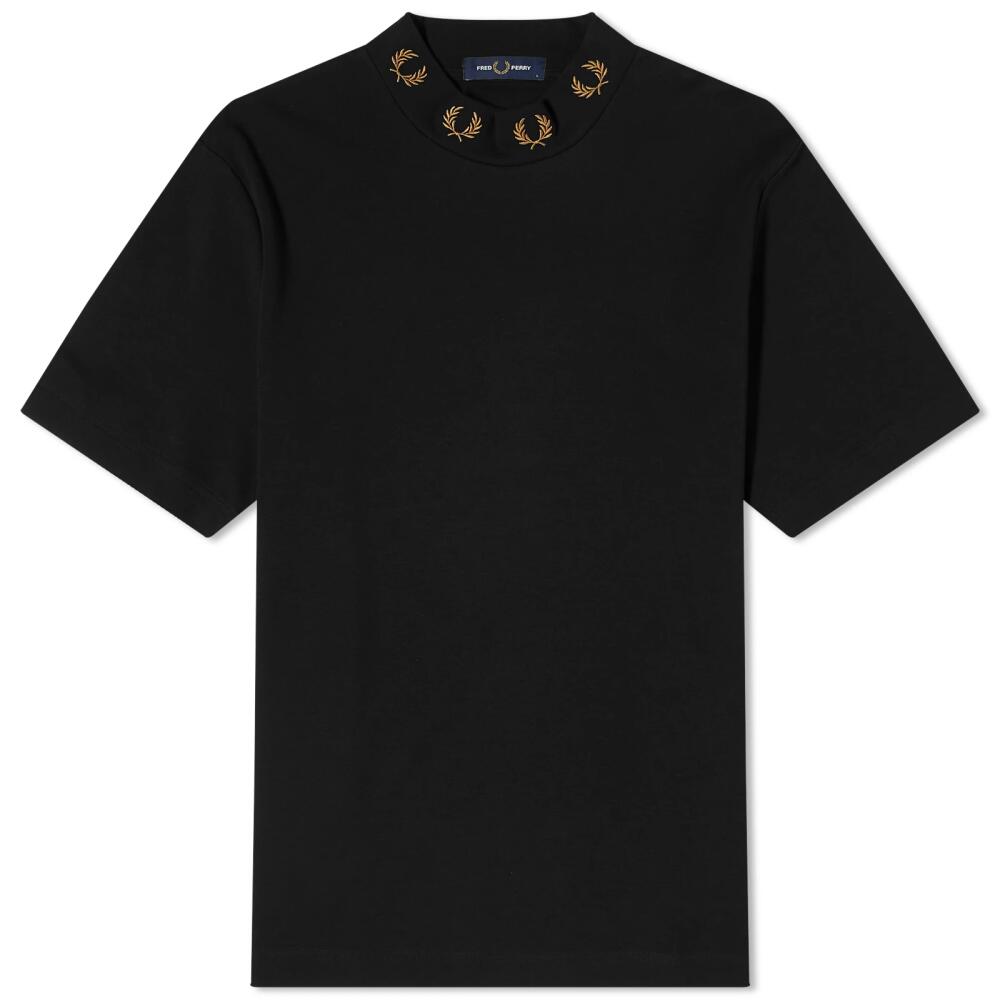 Fred Perry Men's Laurel Wreath High Neck T-Shirt in Black Cover