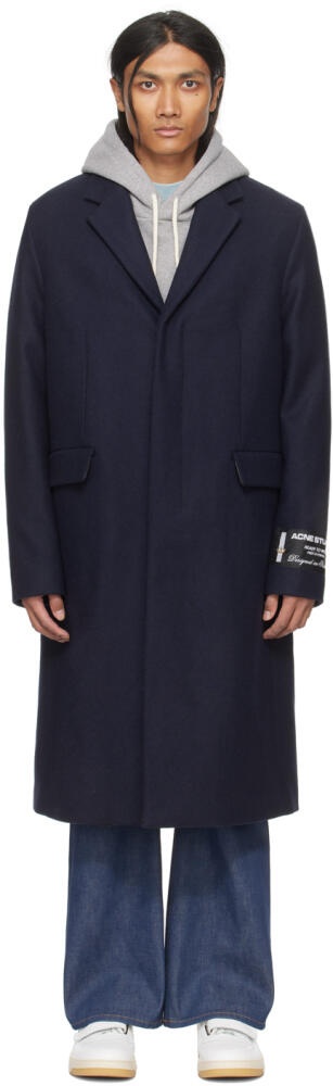 Acne Studios Navy Single-Breasted Coat Cover