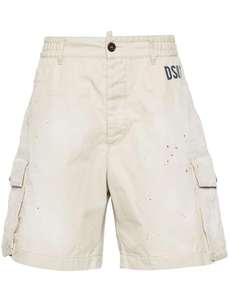 DSQUARED2 paint splatter-detail cargo shorts - Neutrals Cover