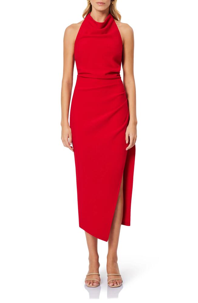 Elliatt Paxton Halter Cowl Neck Sheath Midi Dress in Red Cover