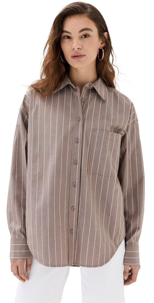 Good American Oversized Stripe Shirt Putty Stripe001 Cover