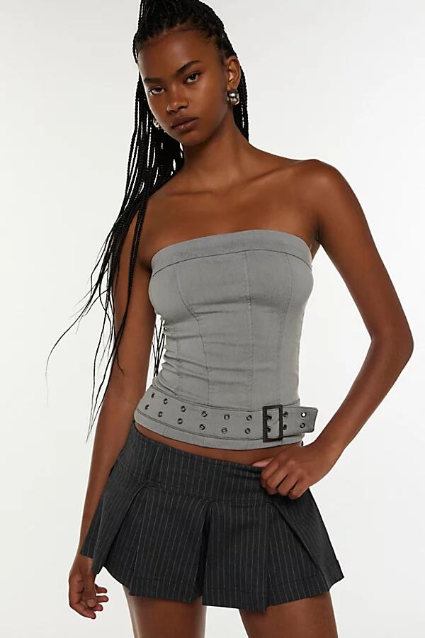 Silence + Noise Mia Buckle Tube Top in Grey Cover