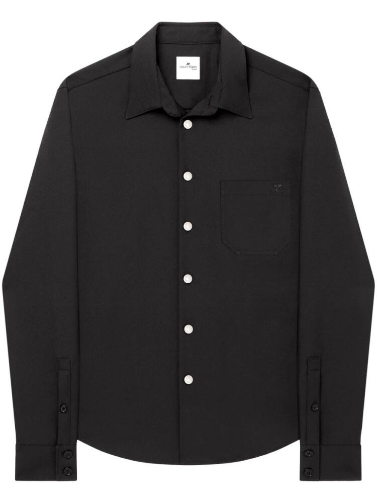 Courrèges logo-appliqué twill oversized shirt - Black Cover