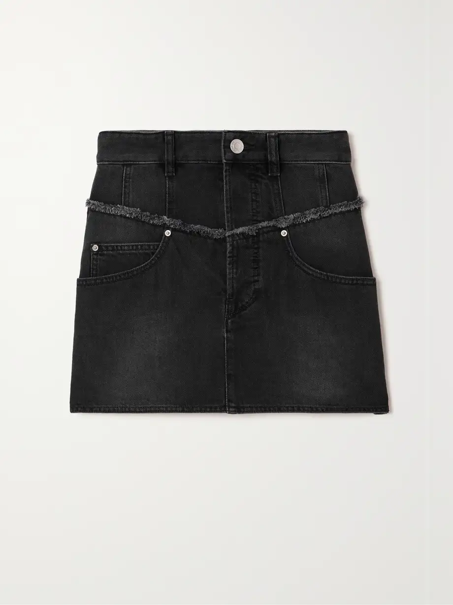 Isabel Marant - Narjis Frayed Denim Mini Skirt - Black Cover