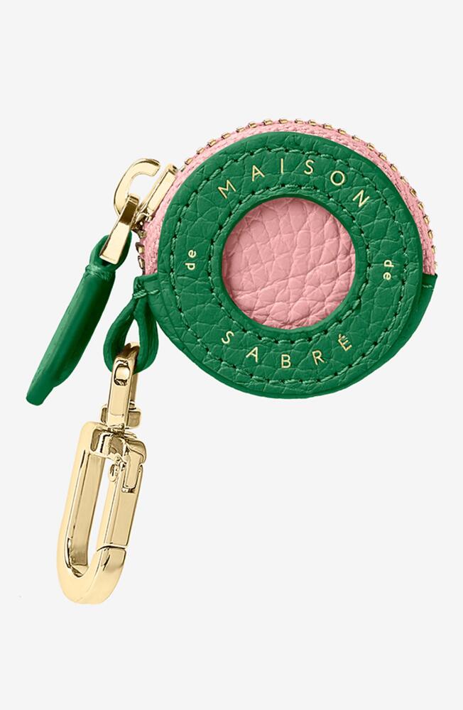 MAISON de SABRÉ Leather AirTag Charm in Emerald Pink Cover