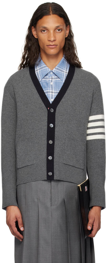 Thom Browne Gray & Black 4-Bar Cardigan Cover