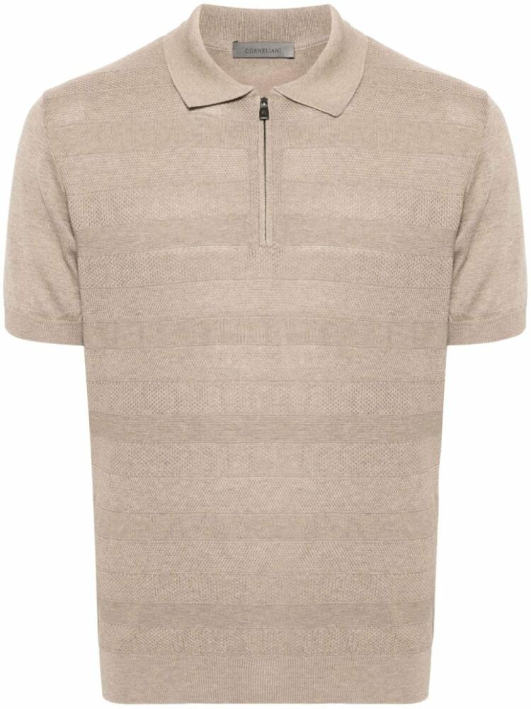 Corneliani ribbed-knit polo shirt - Neutrals Cover