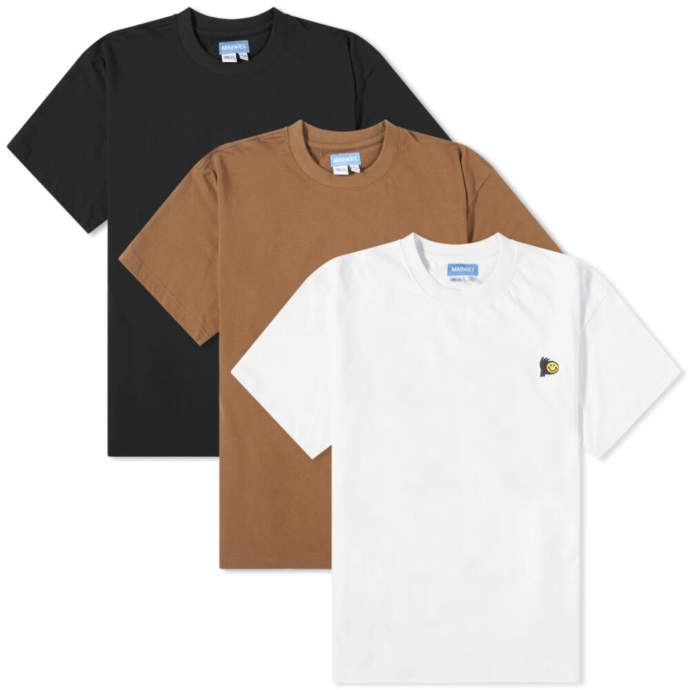 MARKET Men's Smiley T-Shirt 3-Pack in White/Black/Brown Cover