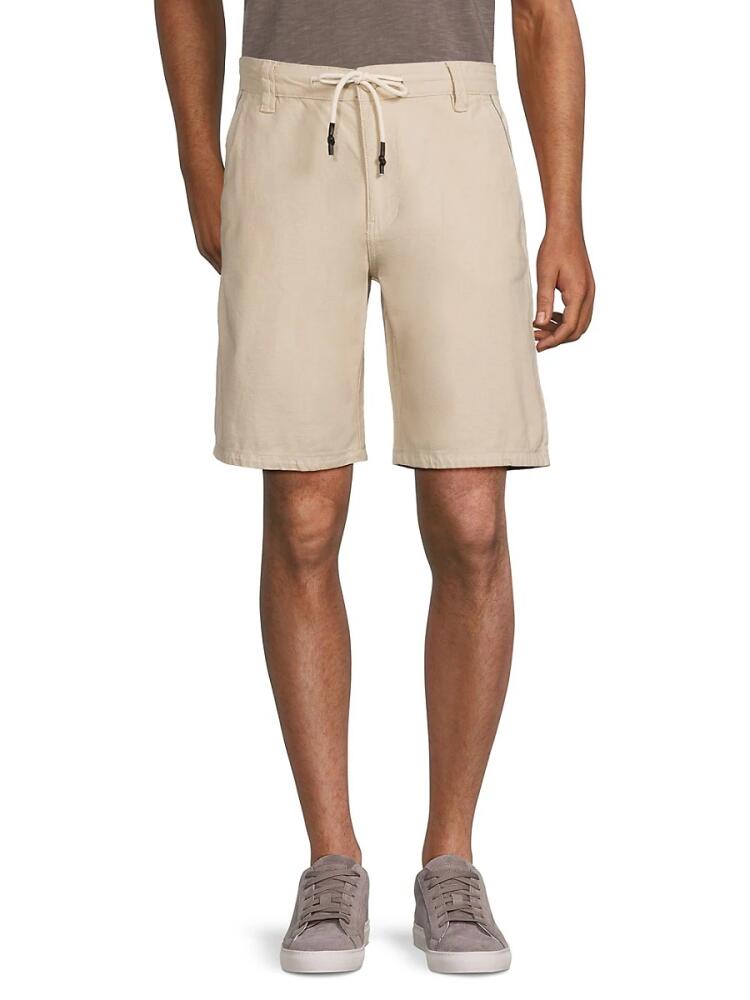 BUFFALO David Bitton Men's Hagen Drawstring Flat Front Shorts - Beige Cover