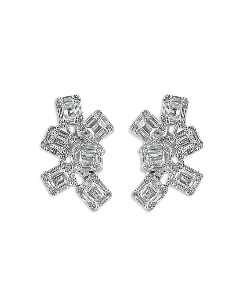 Zydo 18K White Gold Mosaic Diamond Cluster Stud Earrings Cover