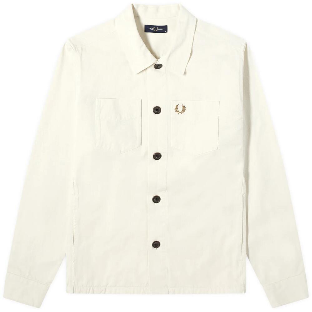 Fred Perry Men's Twill Overshirt in Ecru Cover