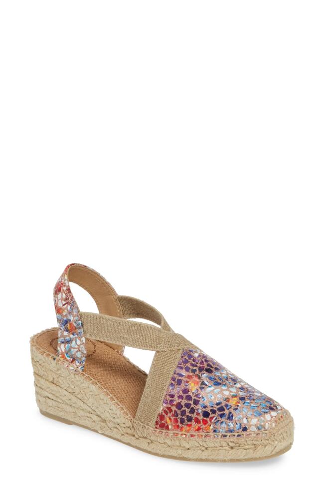 Toni Pons Telva Espadrille Wedge Pump in Taupe Printed Leather Cover