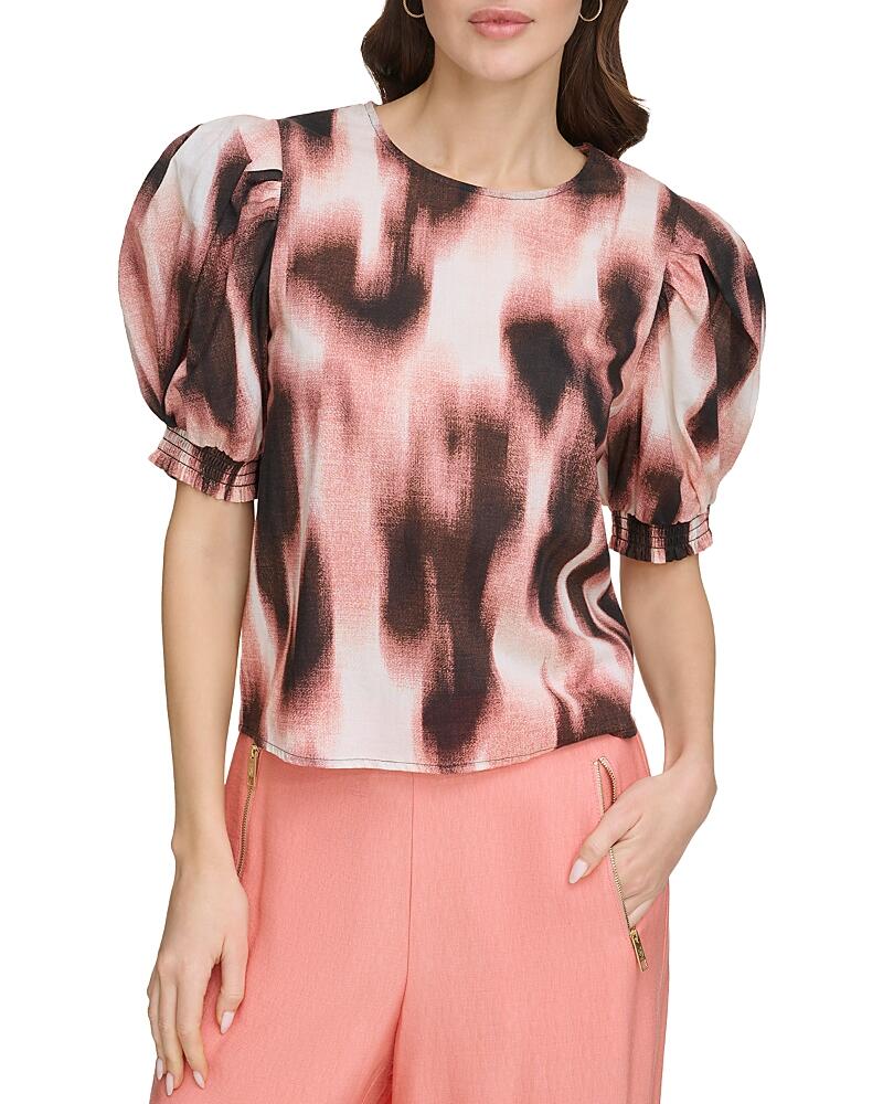 Dkny Printed Voile Puff Sleeve Top Cover