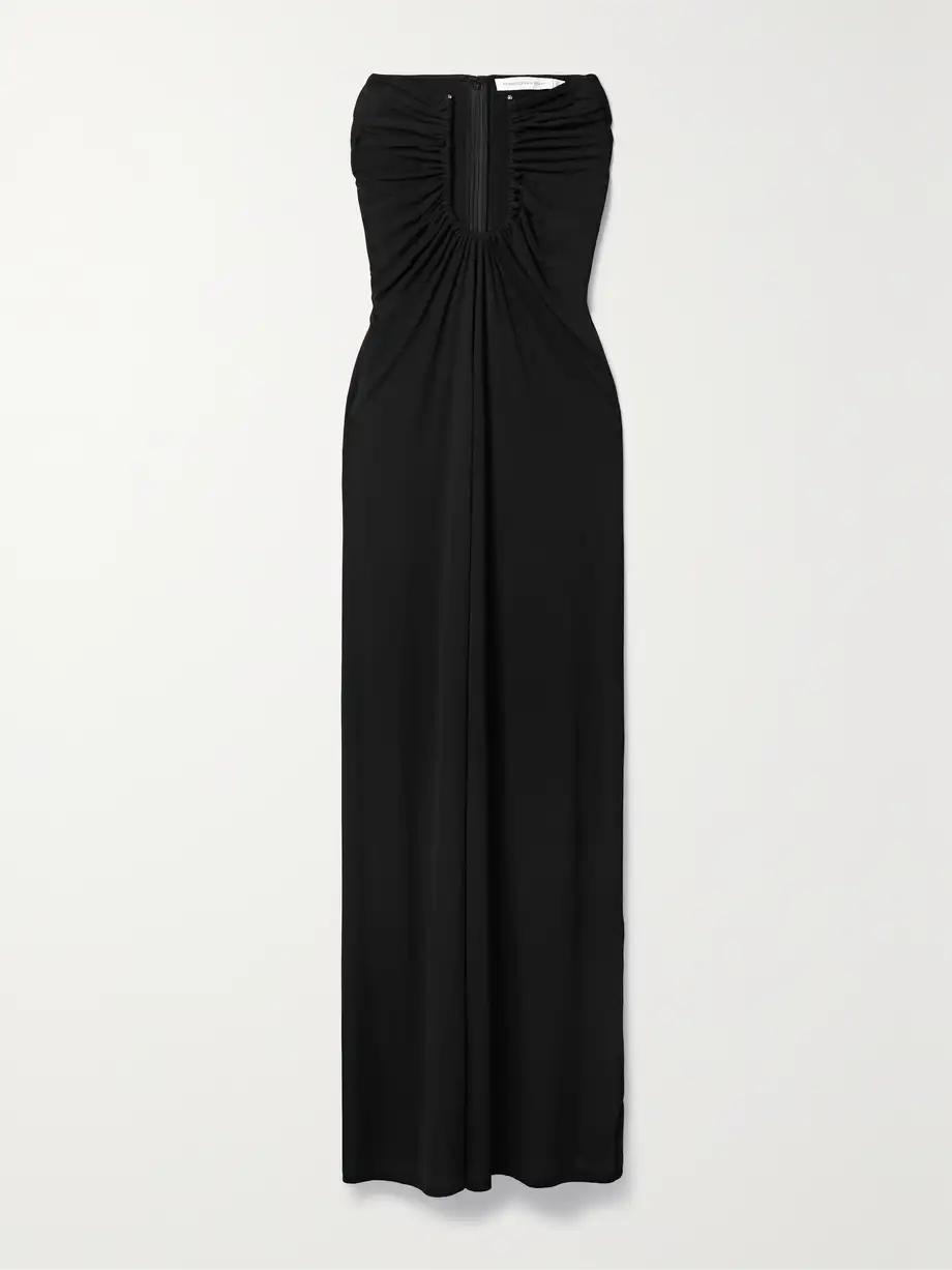 Christopher Esber - Arced Palm Strapless Gathered Jersey Maxi Dress - Black Cover