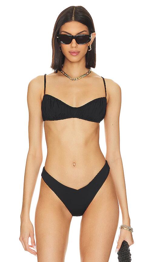 WeWoreWhat Scrunchie Bikini Top in Black Cover