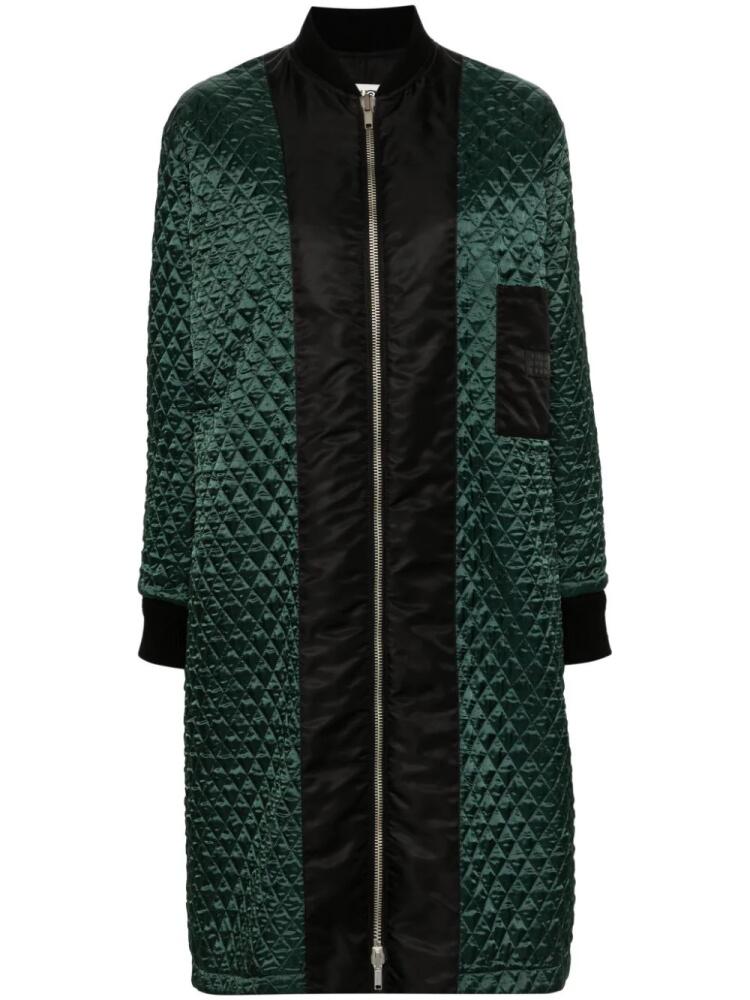 MM6 Maison Margiela single stitch-logo coat - Green Cover