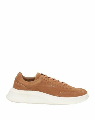 Guess Man Sneakers Camel Soft Leather, Rubber Cover