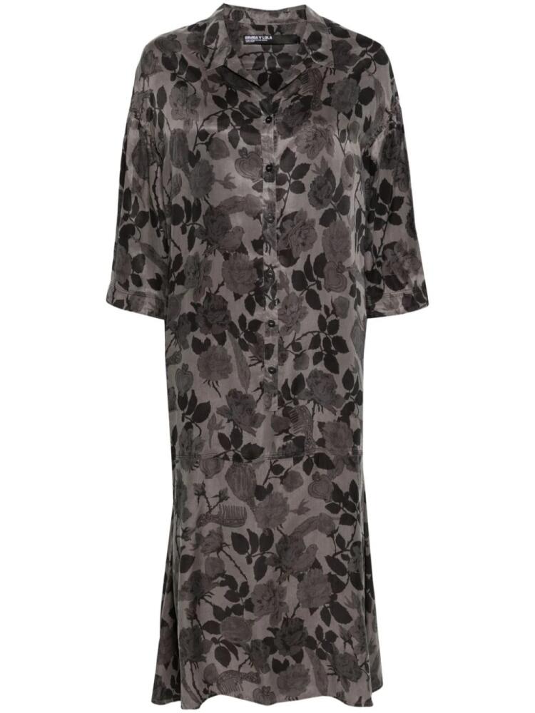 Bimba y Lola floral-print satin midi dress - Grey Cover