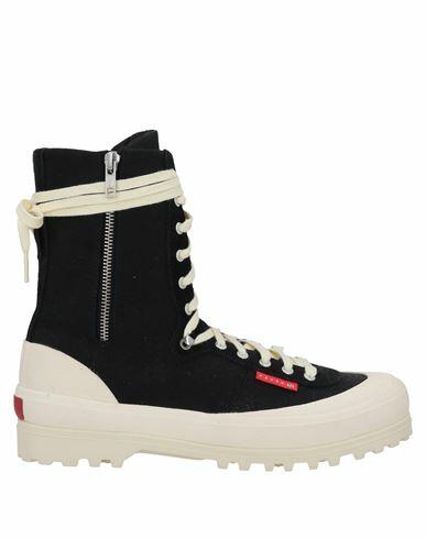 Paura X Superga Man Ankle boots Black Textile fibers, Leather Cover