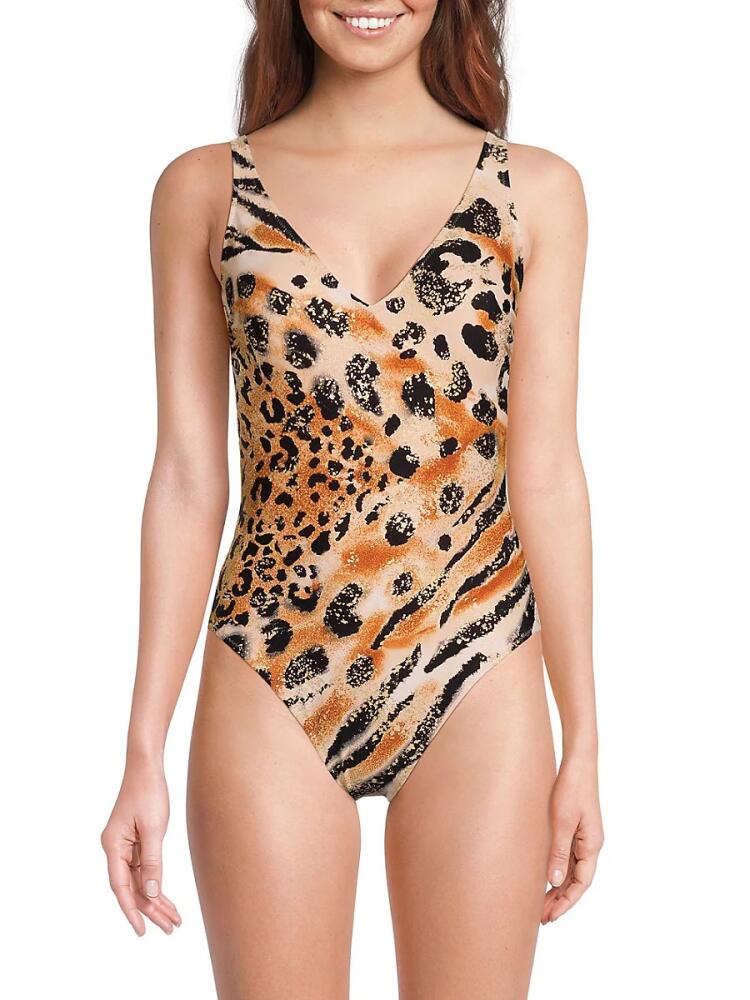 Gottex Swimwear Women's Leopard Print One Piece Swimsuit - Brown Multicolor Cover