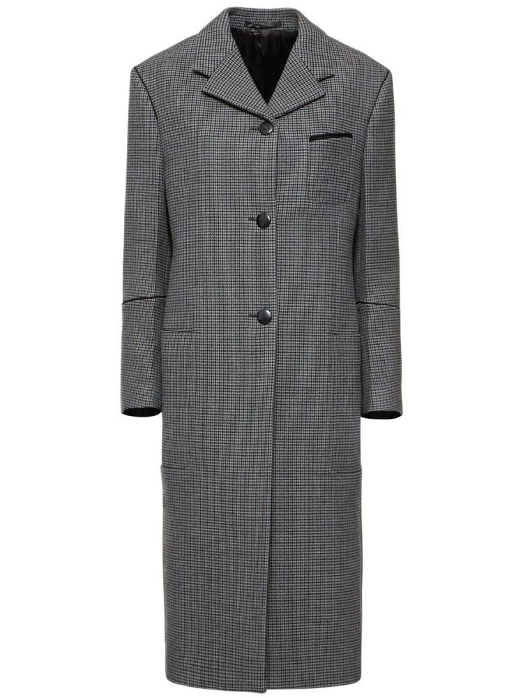 FERRAGAMO Double Breasted Wool Houndsthooth Coat Cover