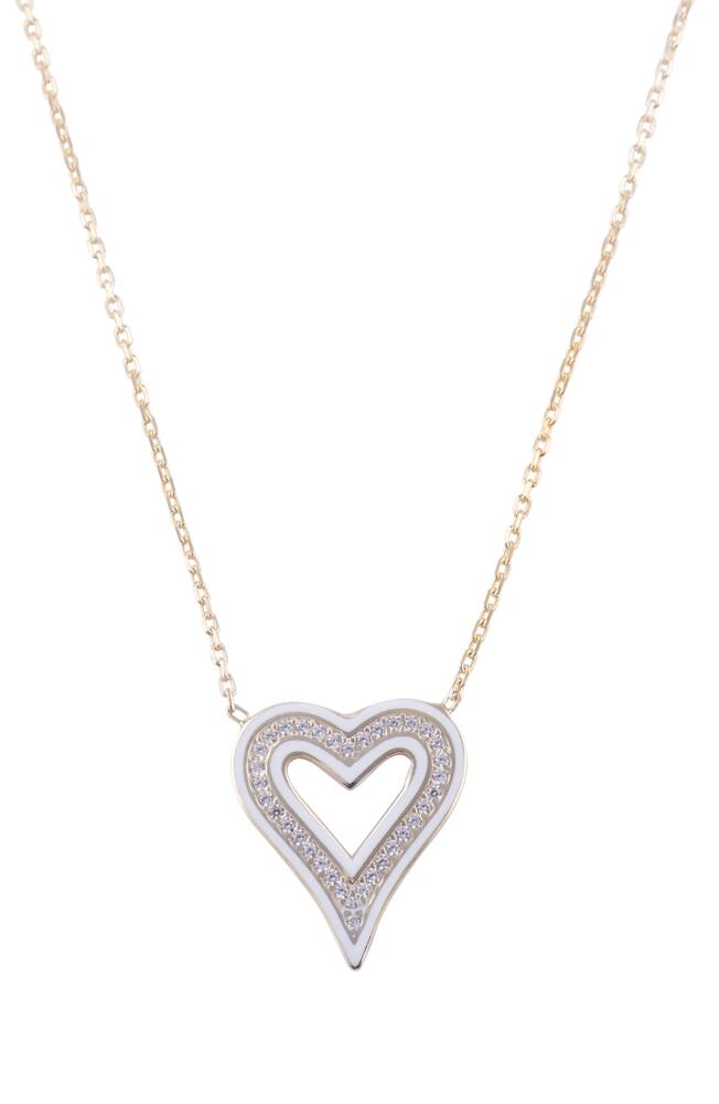 SHYMI Enamel Heart Pendant Necklace in Gold /White Cover