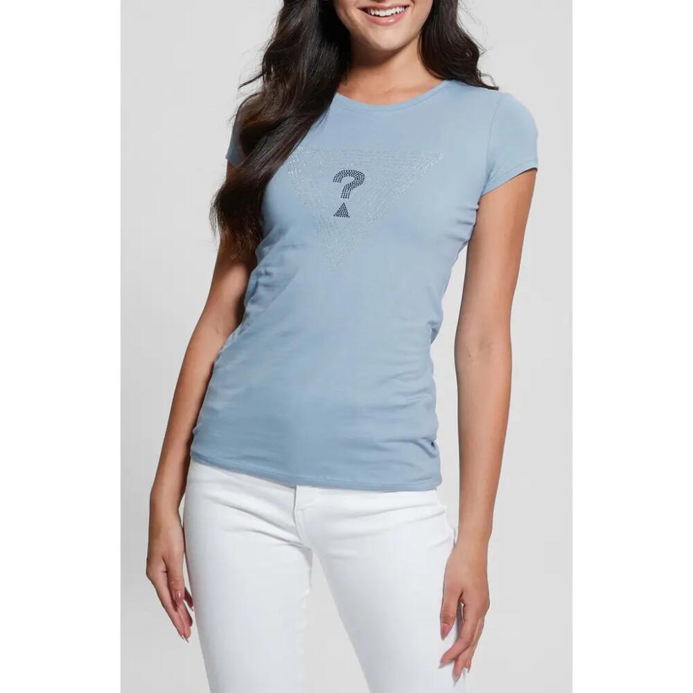 GUESS Triangle Maze Embellished Graphic T-Shirt in Blue Ribbon Cover